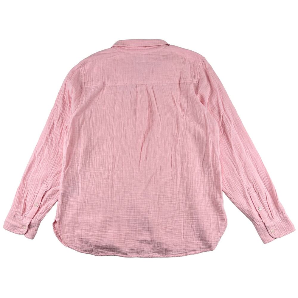 J Crew Gauze Button Up Women L NWT Pink Cotton Blouse Beach Preppy Coastal - Picture 2 of 7